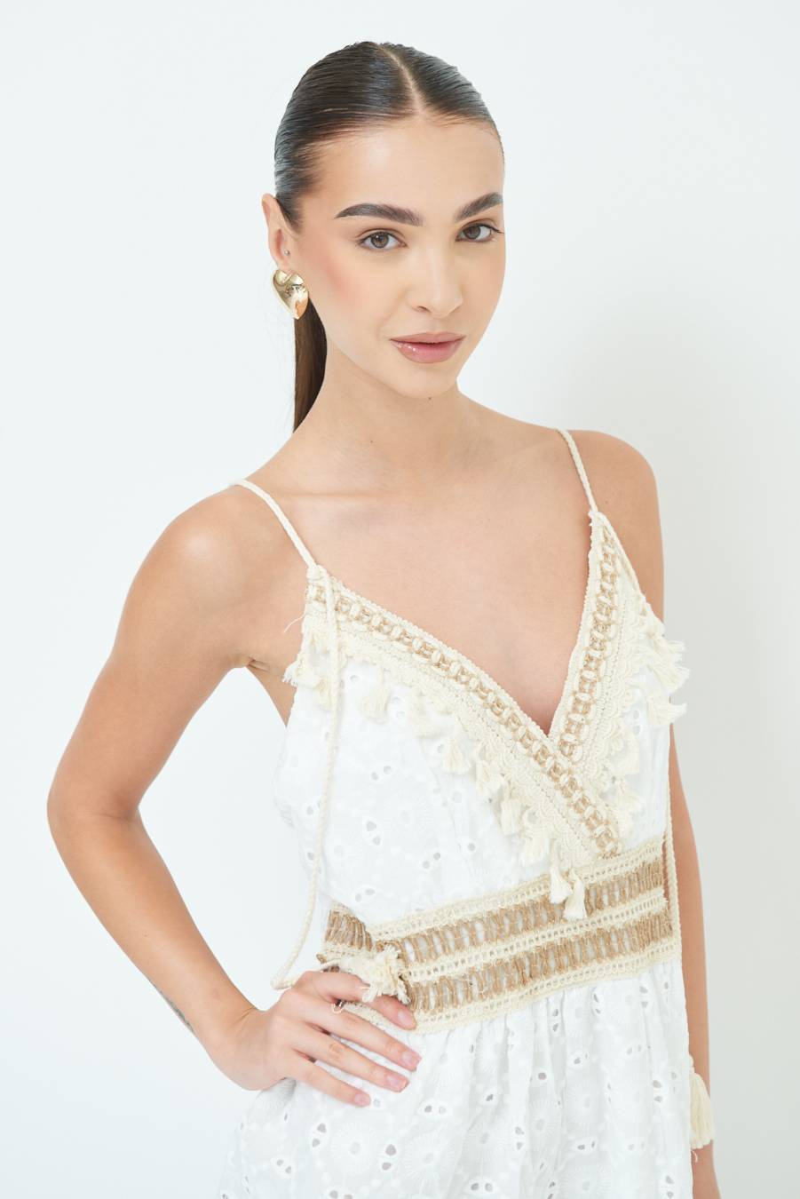 Kikisix ABITO LUNGO CON S.GALLO E NAPPE BIANCO