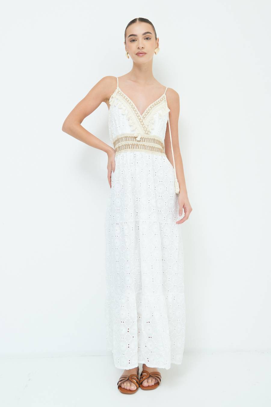 Kikisix ABITO LUNGO CON S.GALLO E NAPPE BIANCO