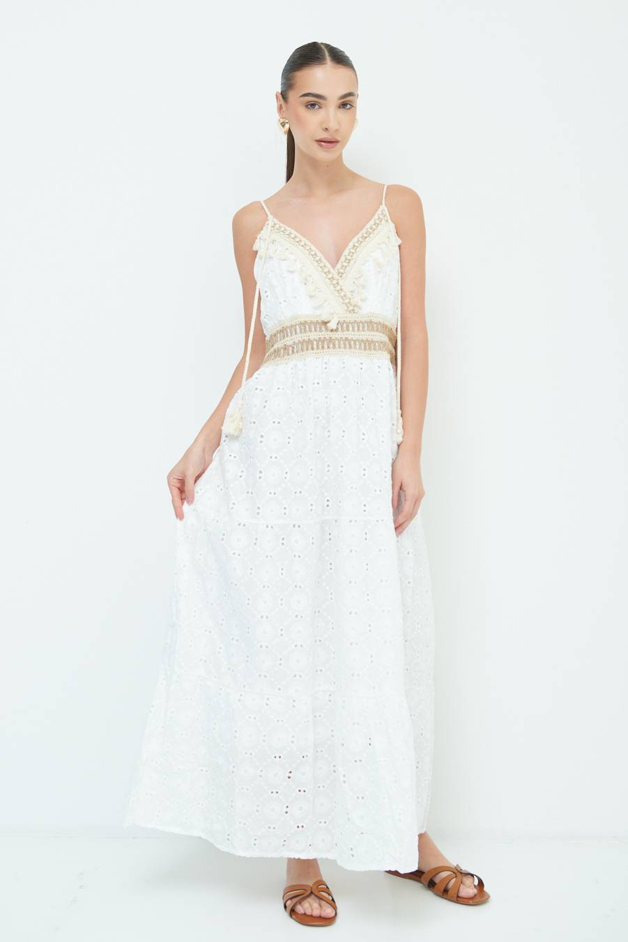 Kikisix ABITO LUNGO CON S.GALLO E NAPPE BIANCO