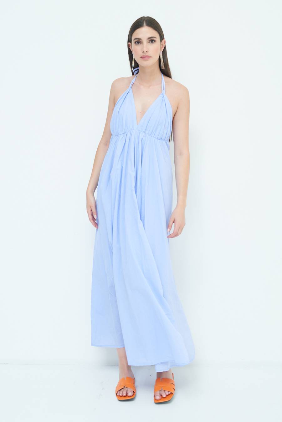 Kikisix ABITO LUNGO INCROCIATO DIETRO AZZURRO