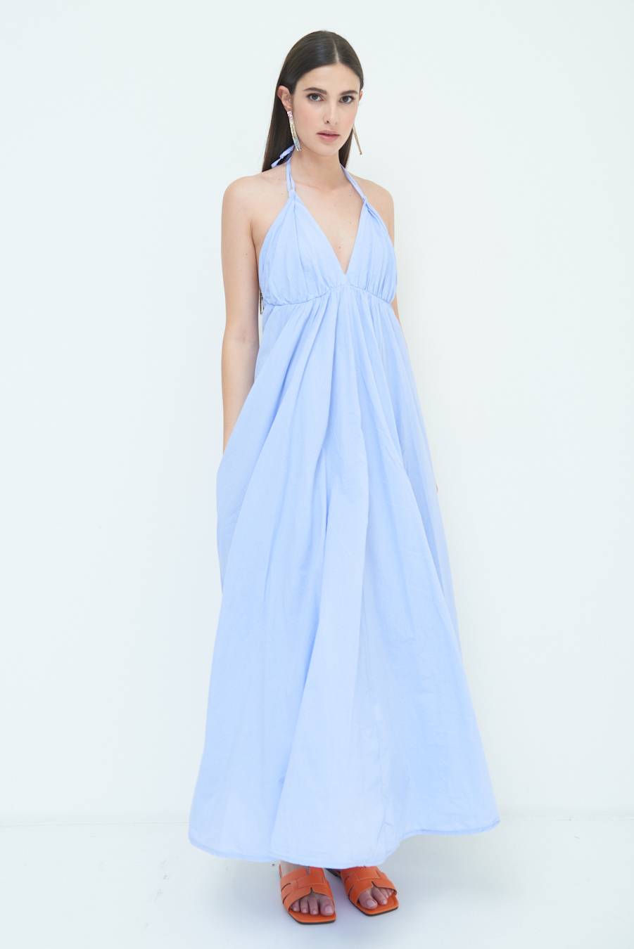 Kikisix ABITO LUNGO INCROCIATO DIETRO AZZURRO