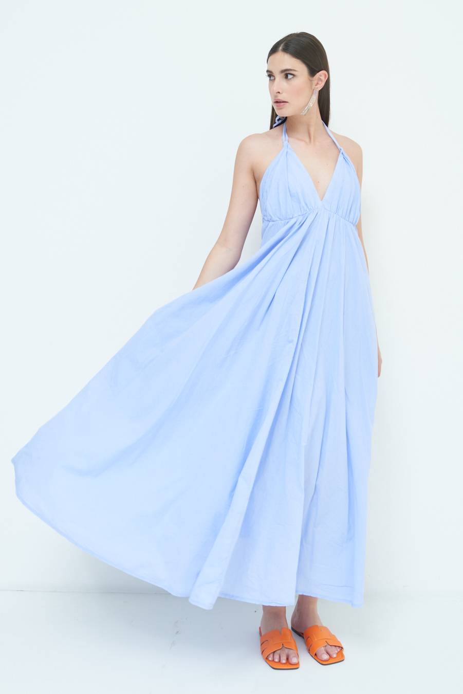 Kikisix ABITO LUNGO INCROCIATO DIETRO AZZURRO