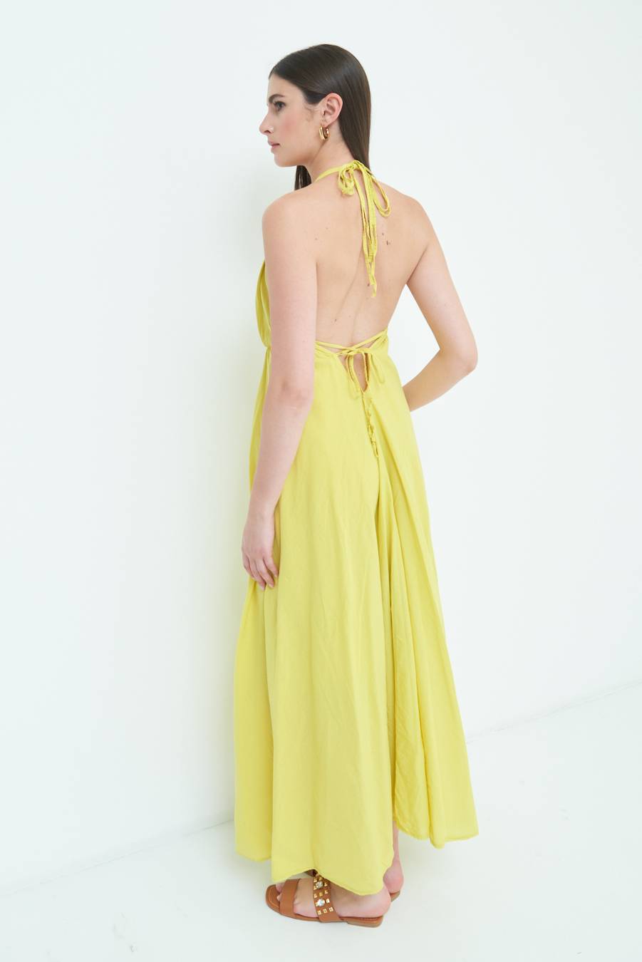Kikisix ABITO LUNGO INCROCIATO DIETRO LIMONE