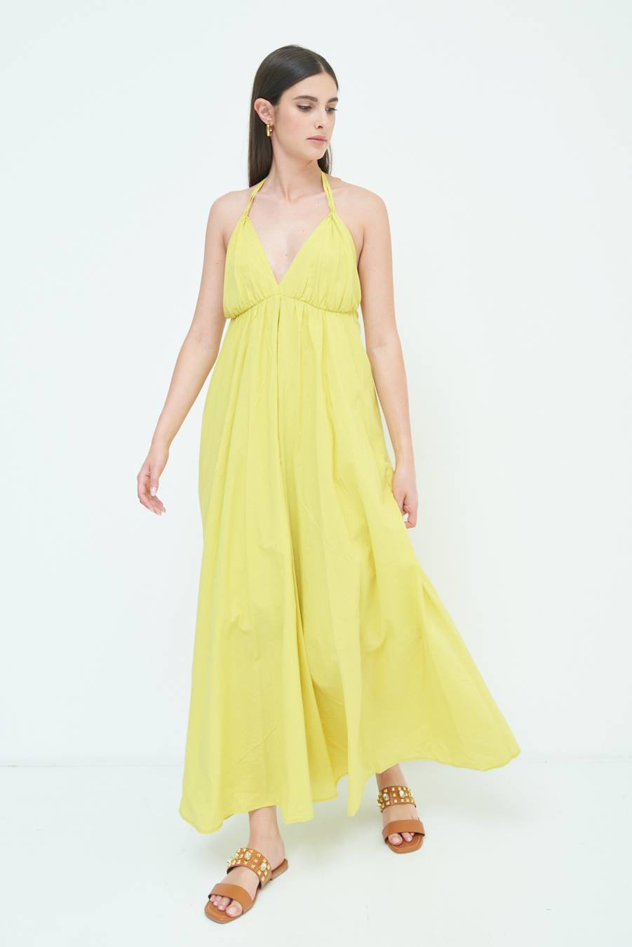 Kikisix ABITO LUNGO INCROCIATO DIETRO LIMONE