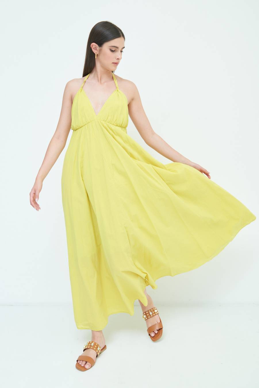 Kikisix ABITO LUNGO INCROCIATO DIETRO LIMONE