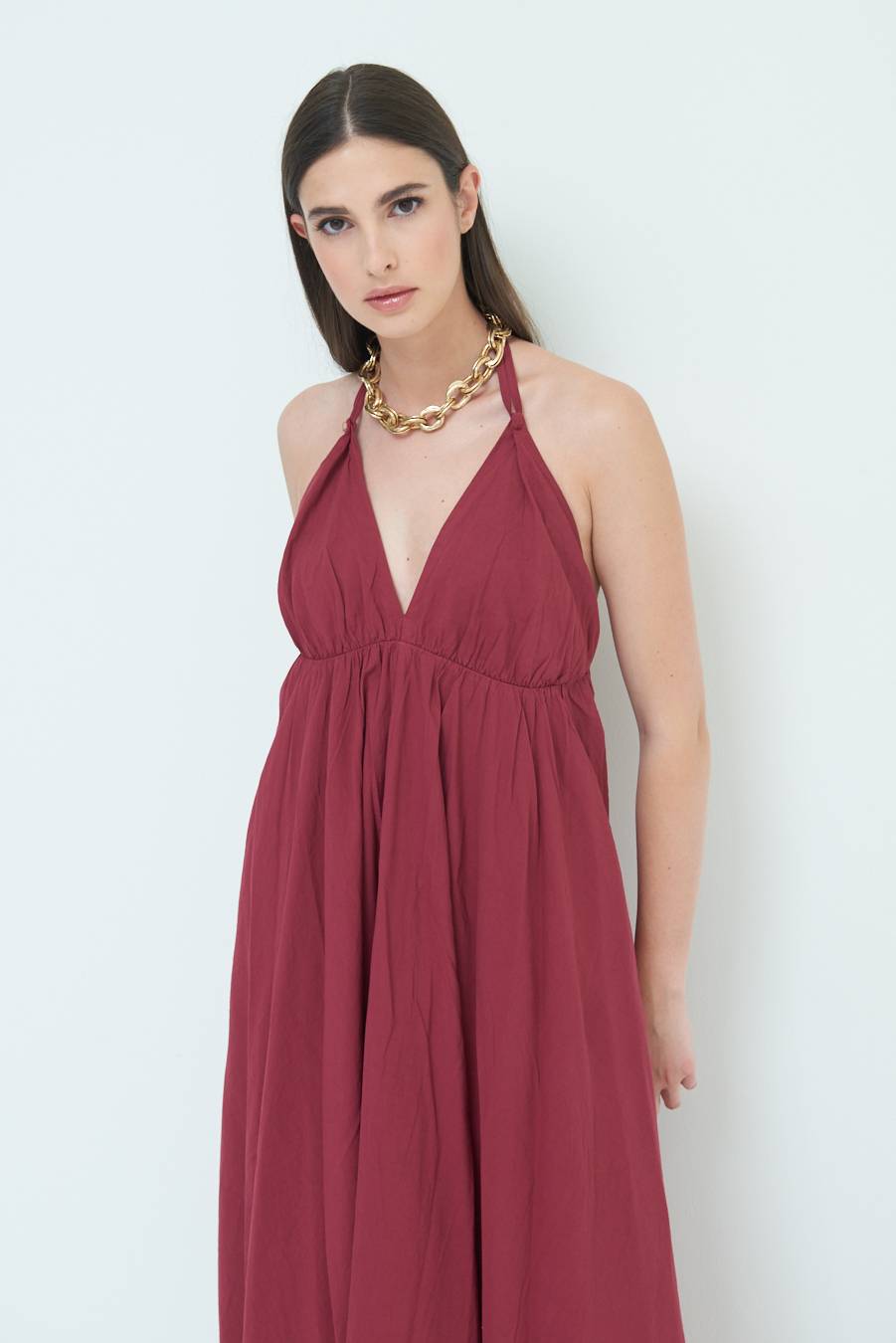 Kikisix ABITO LUNGO INCROCIATO DIETRO ROSSO INDIA