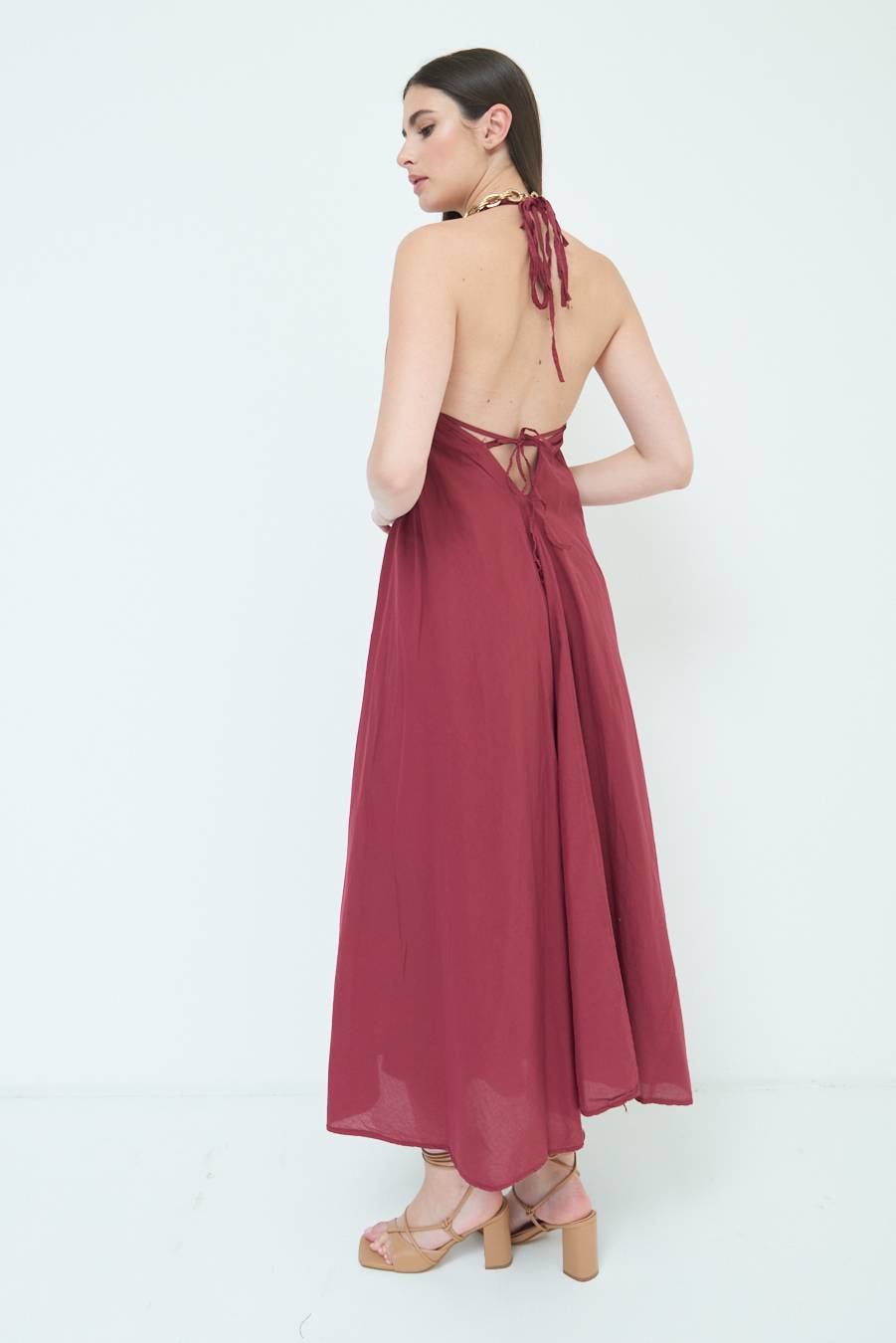 Kikisix ABITO LUNGO INCROCIATO DIETRO ROSSO INDIA