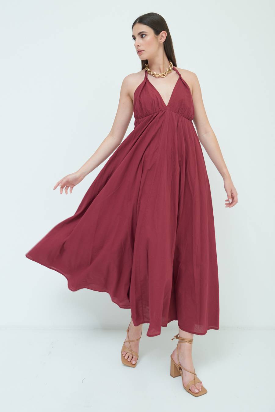 Kikisix ABITO LUNGO INCROCIATO DIETRO ROSSO INDIA