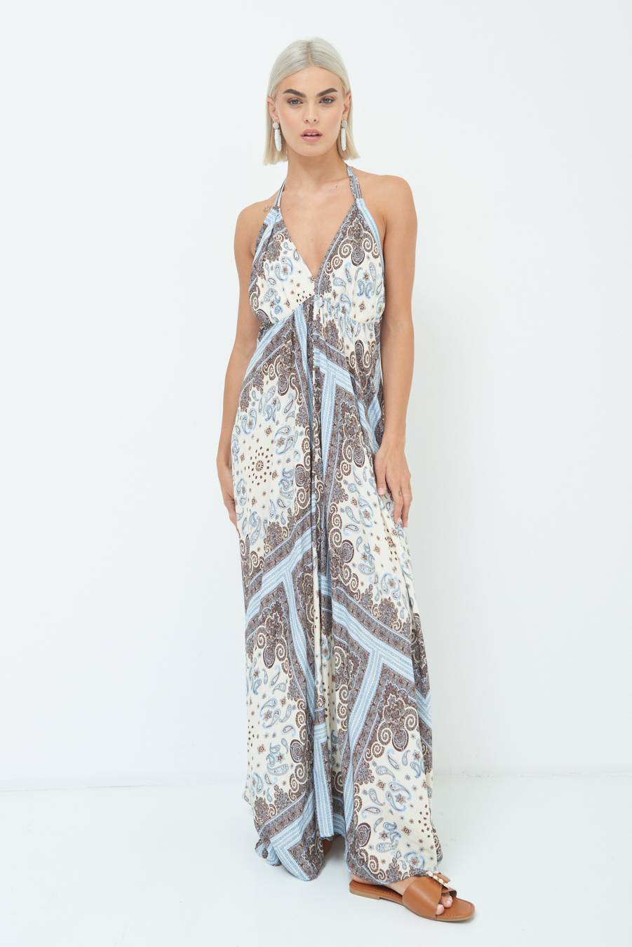 Kikisix ABITO LUNGO INCROCIATO DT STAMPA BIANCO