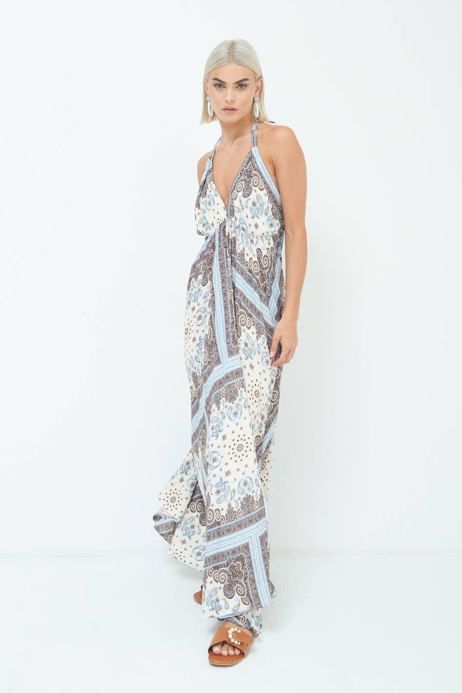 Kikisix ABITO LUNGO INCROCIATO DT STAMPA BIANCO