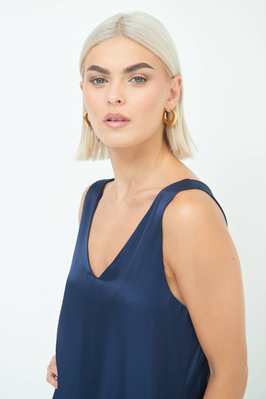 Kikisix ABITO LUNGO SMANICATO CON SPACCHI BLU