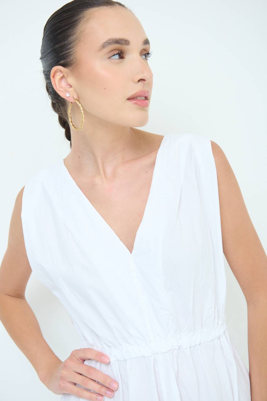 Kikisix ABITO MIDI CON ELASTICO BIANCO