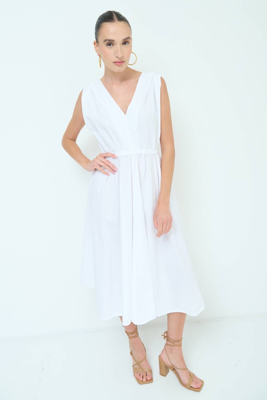 Kikisix ABITO MIDI CON ELASTICO BIANCO