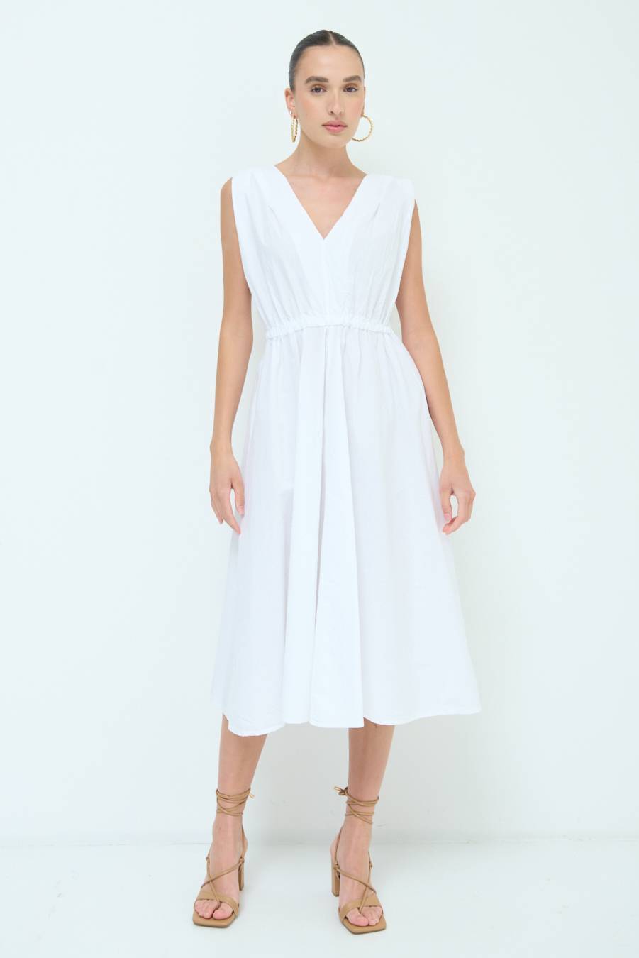 Kikisix ABITO MIDI CON ELASTICO BIANCO