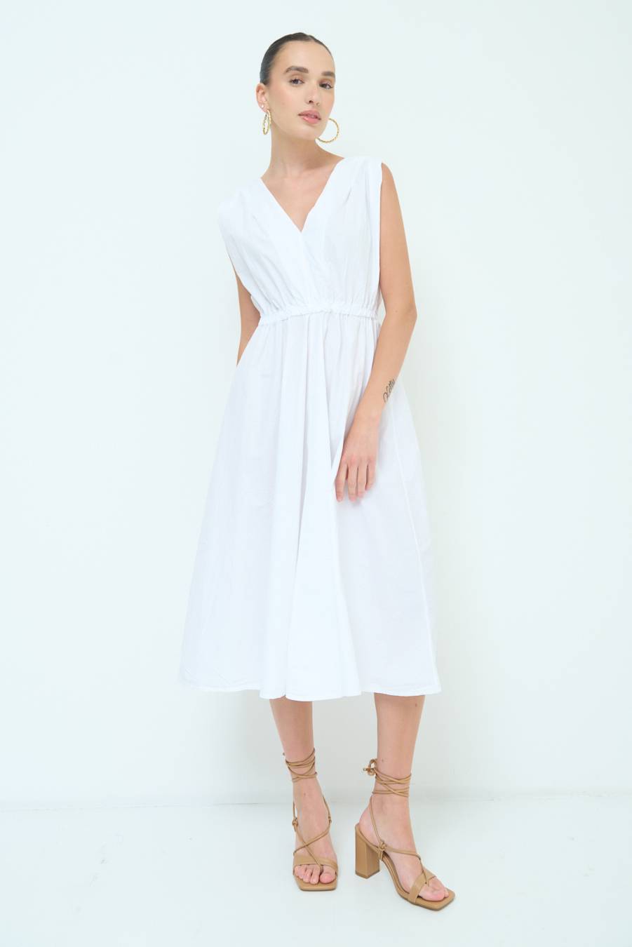 Kikisix ABITO MIDI CON ELASTICO BIANCO