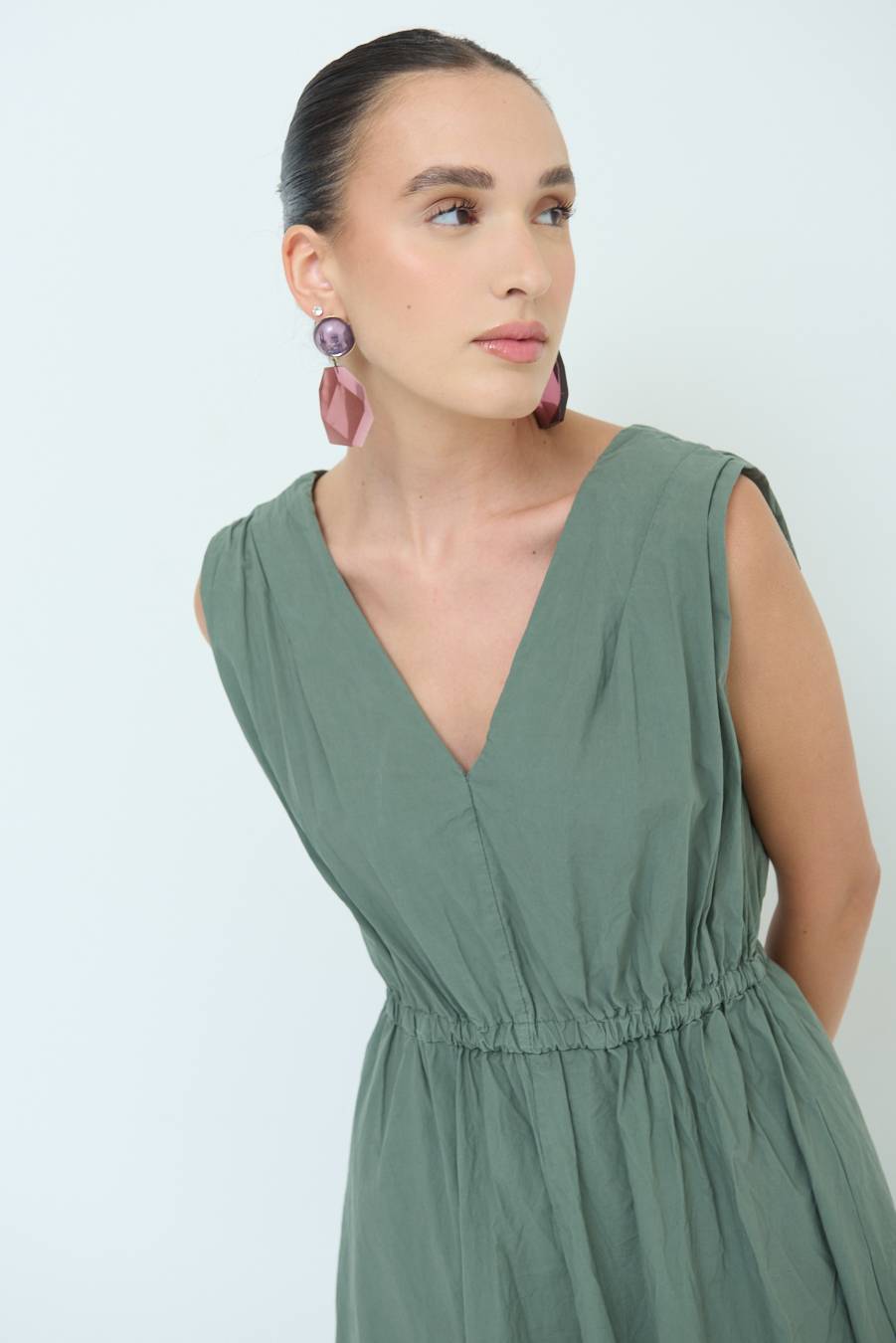 Kikisix ABITO MIDI CON ELASTICO VERDE MILITARE