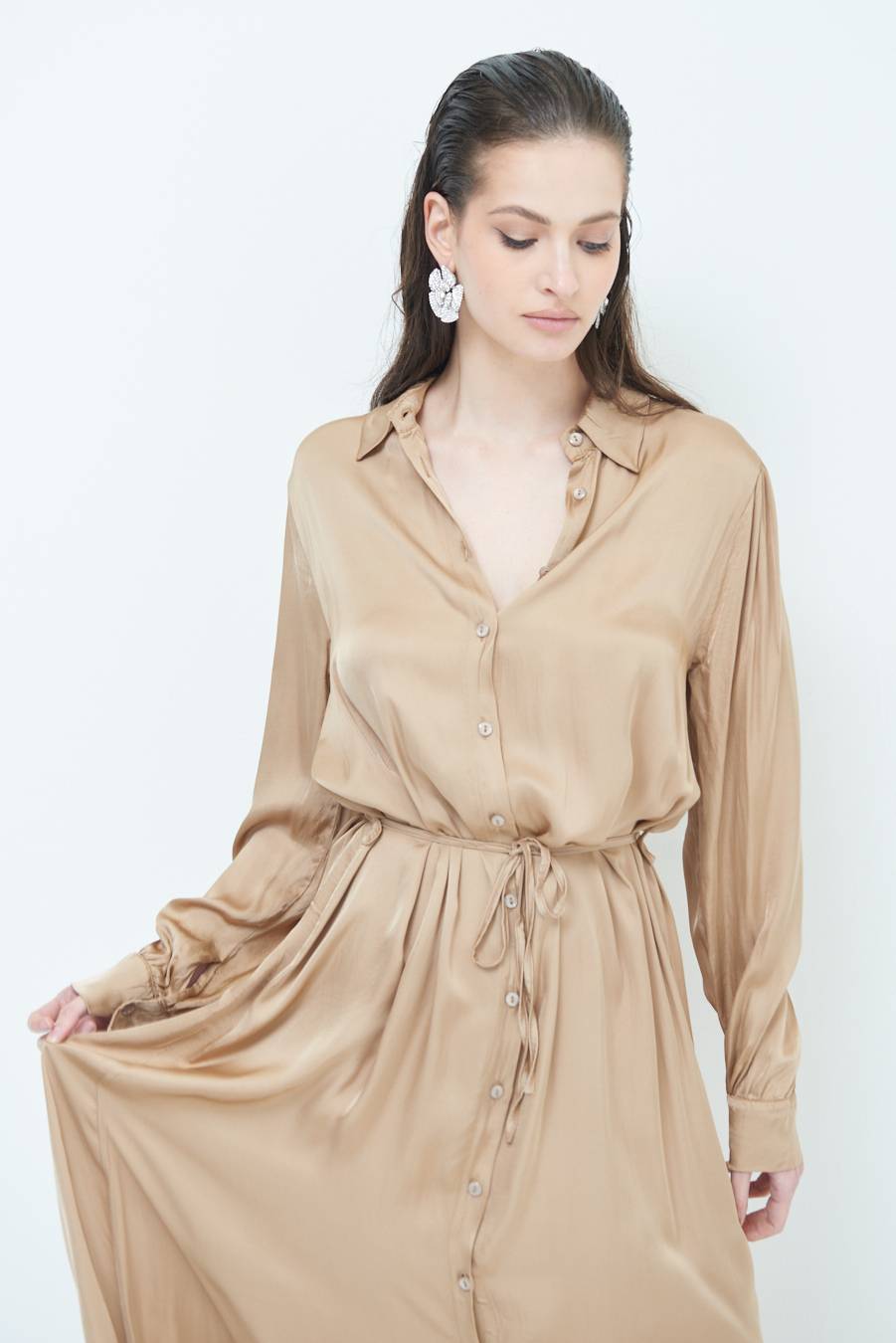 Kikisix ABITO RASO VISCOSA CAMMELLO