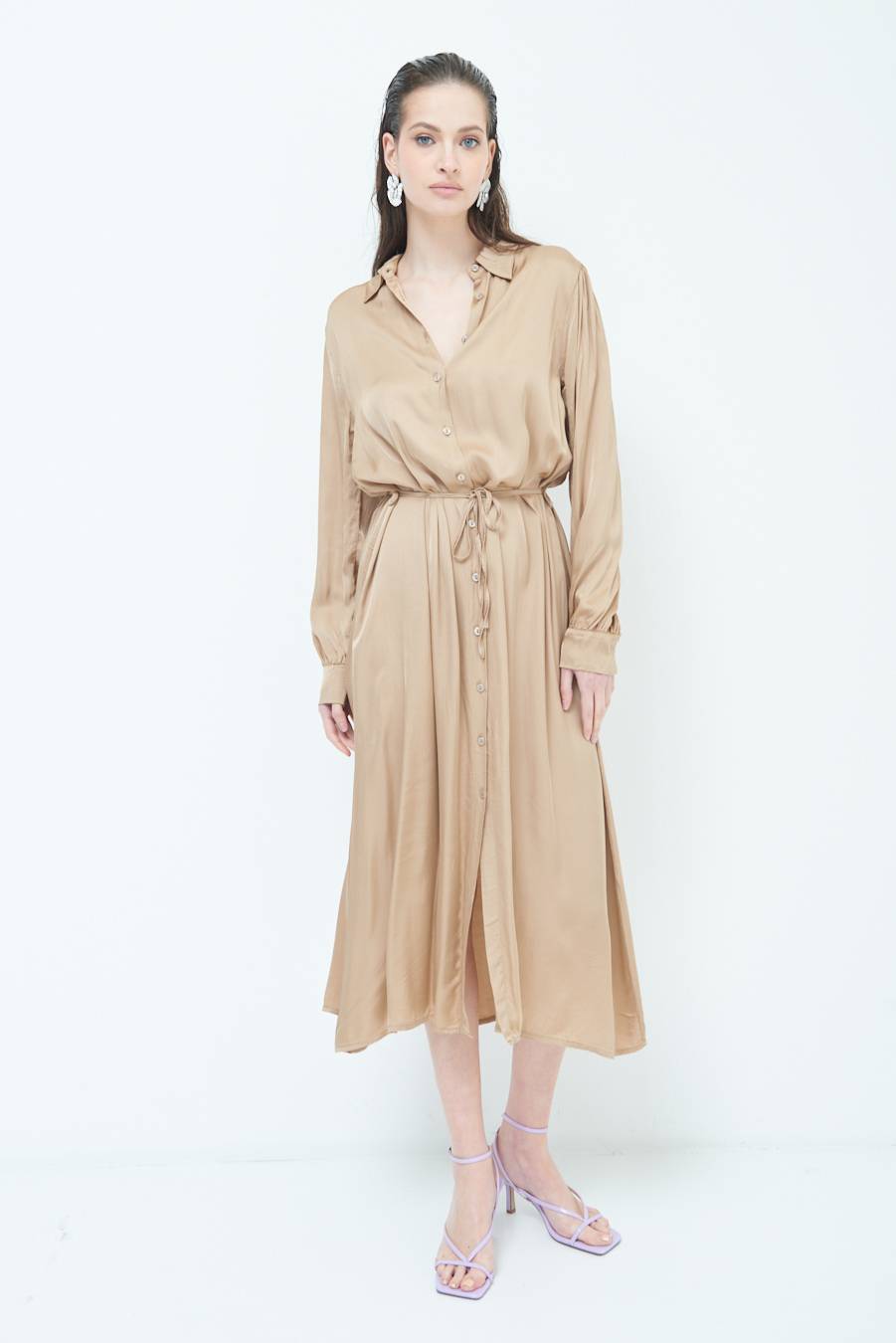 Kikisix ABITO RASO VISCOSA CAMMELLO