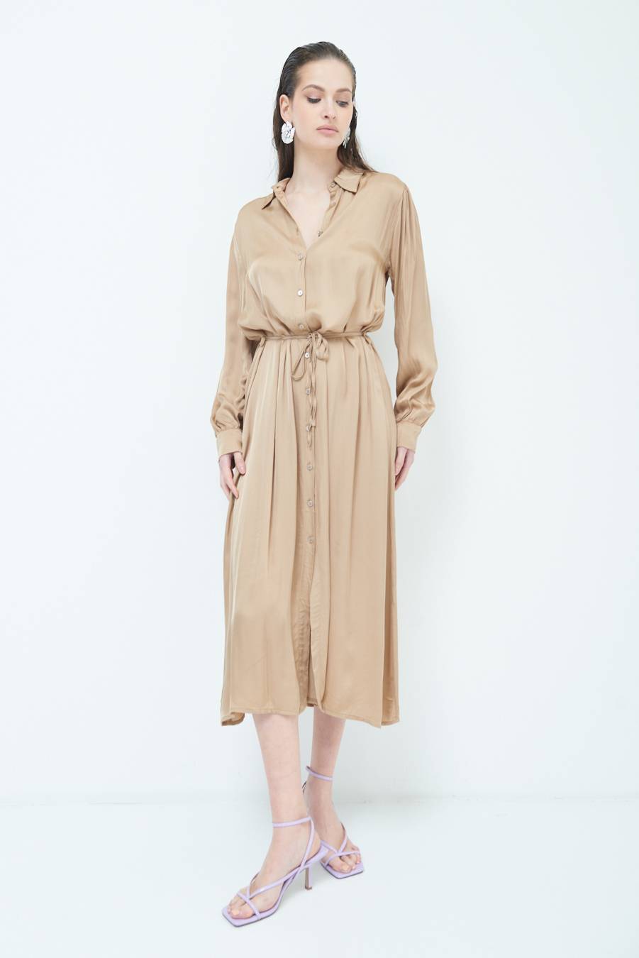 Kikisix ABITO RASO VISCOSA CAMMELLO