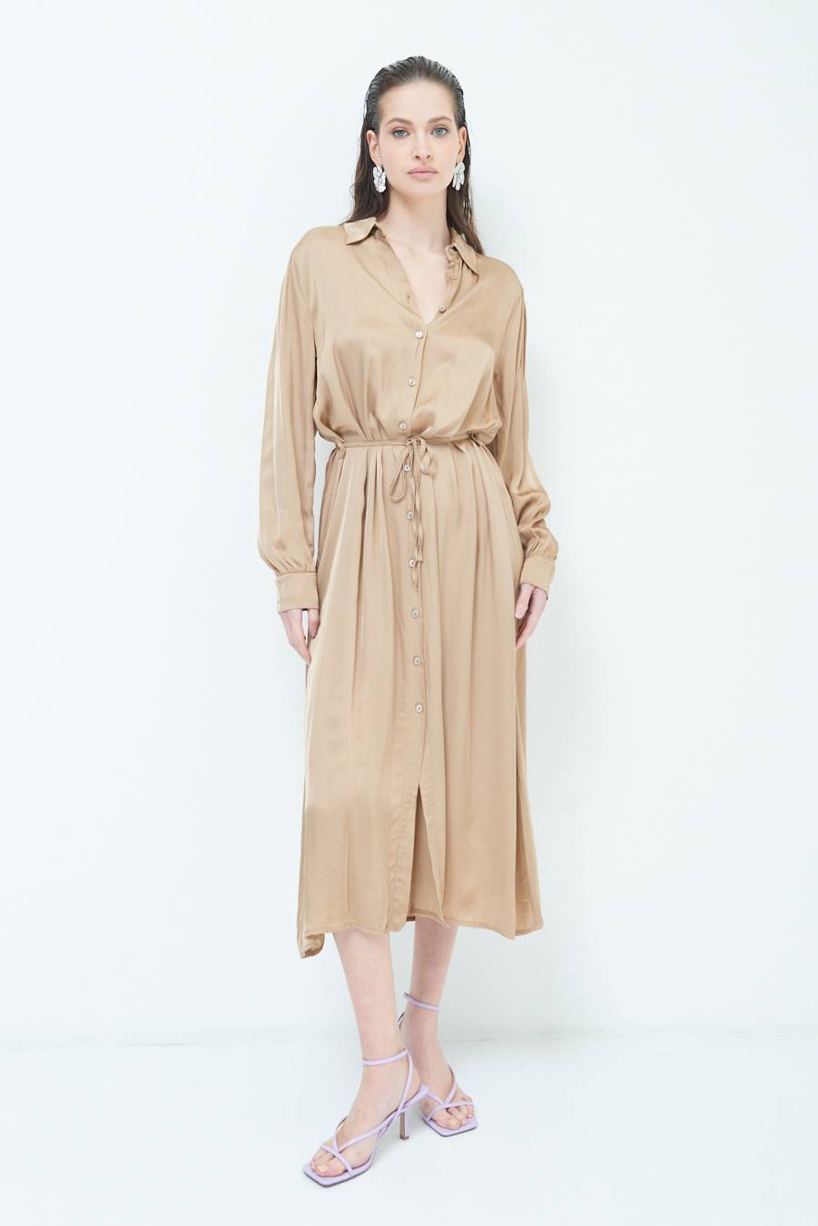 Kikisix ABITO RASO VISCOSA CAMMELLO