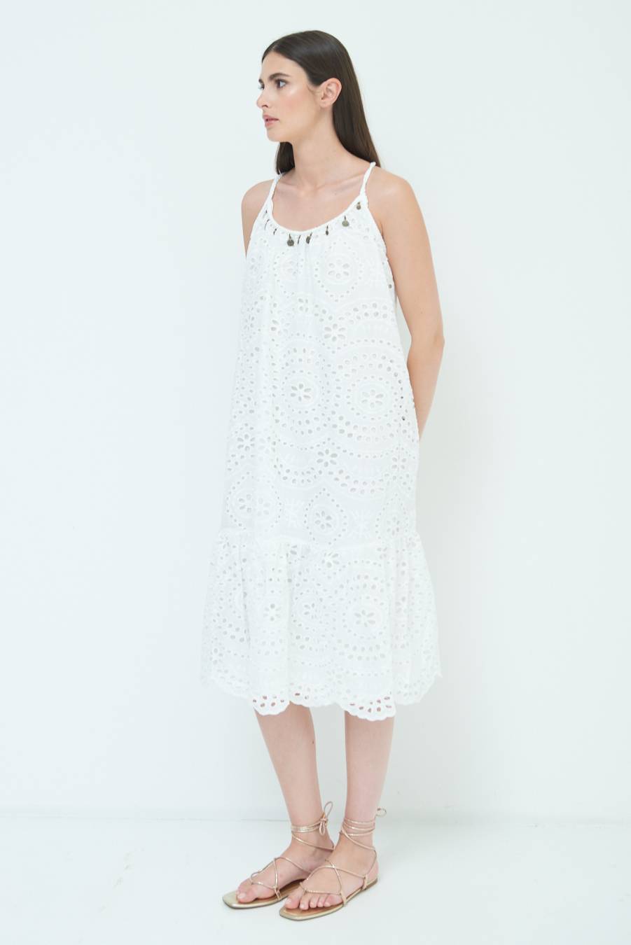 Kikisix ABITO SANGALLO CON MONETE BIANCO