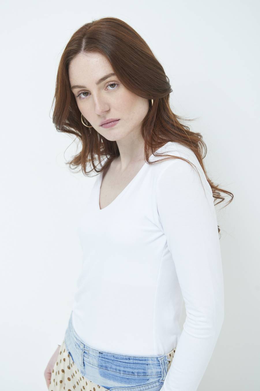 Kikisix BASICO SCOLLO V BIANCO