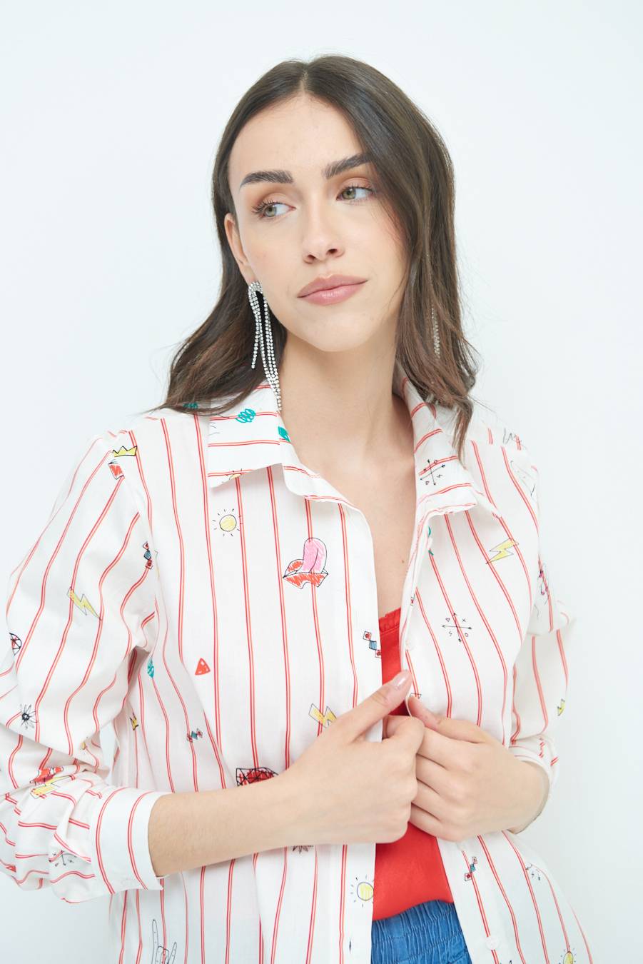 Kikisix CAMICIA ABITO FANTASIA ROSSO/BURRO