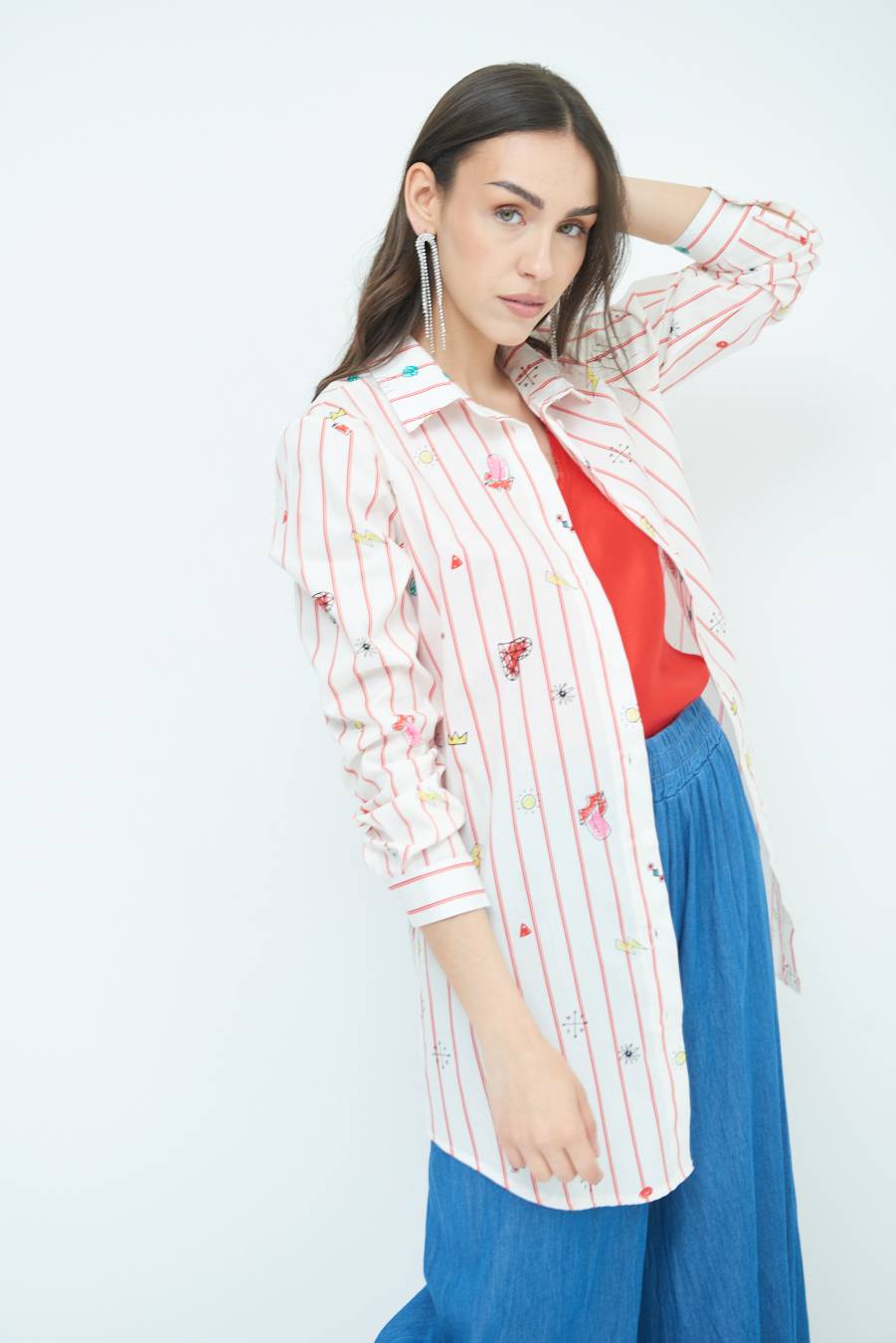 Kikisix CAMICIA ABITO FANTASIA ROSSO/BURRO