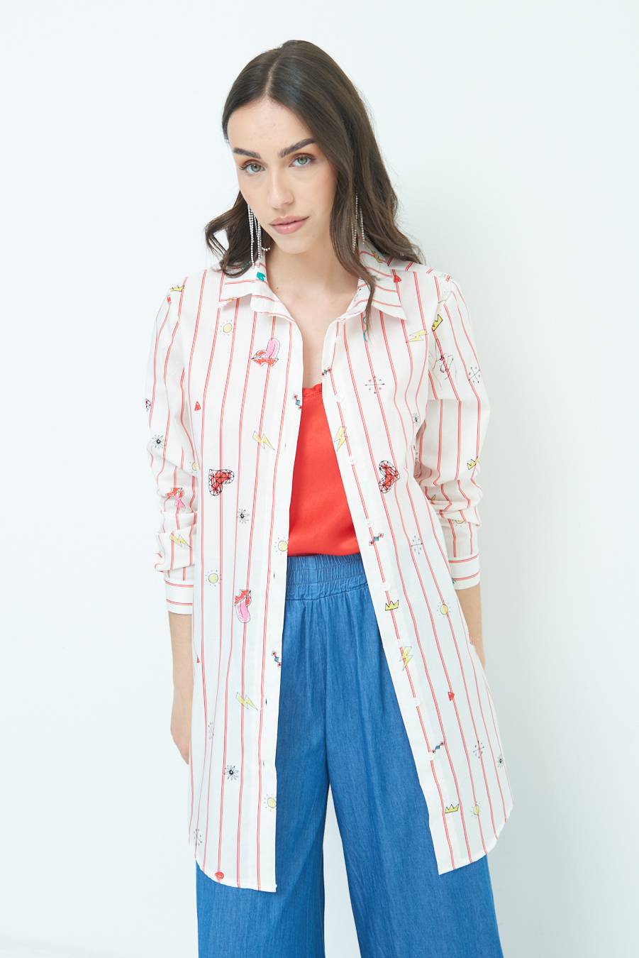 Kikisix CAMICIA ABITO FANTASIA ROSSO/BURRO