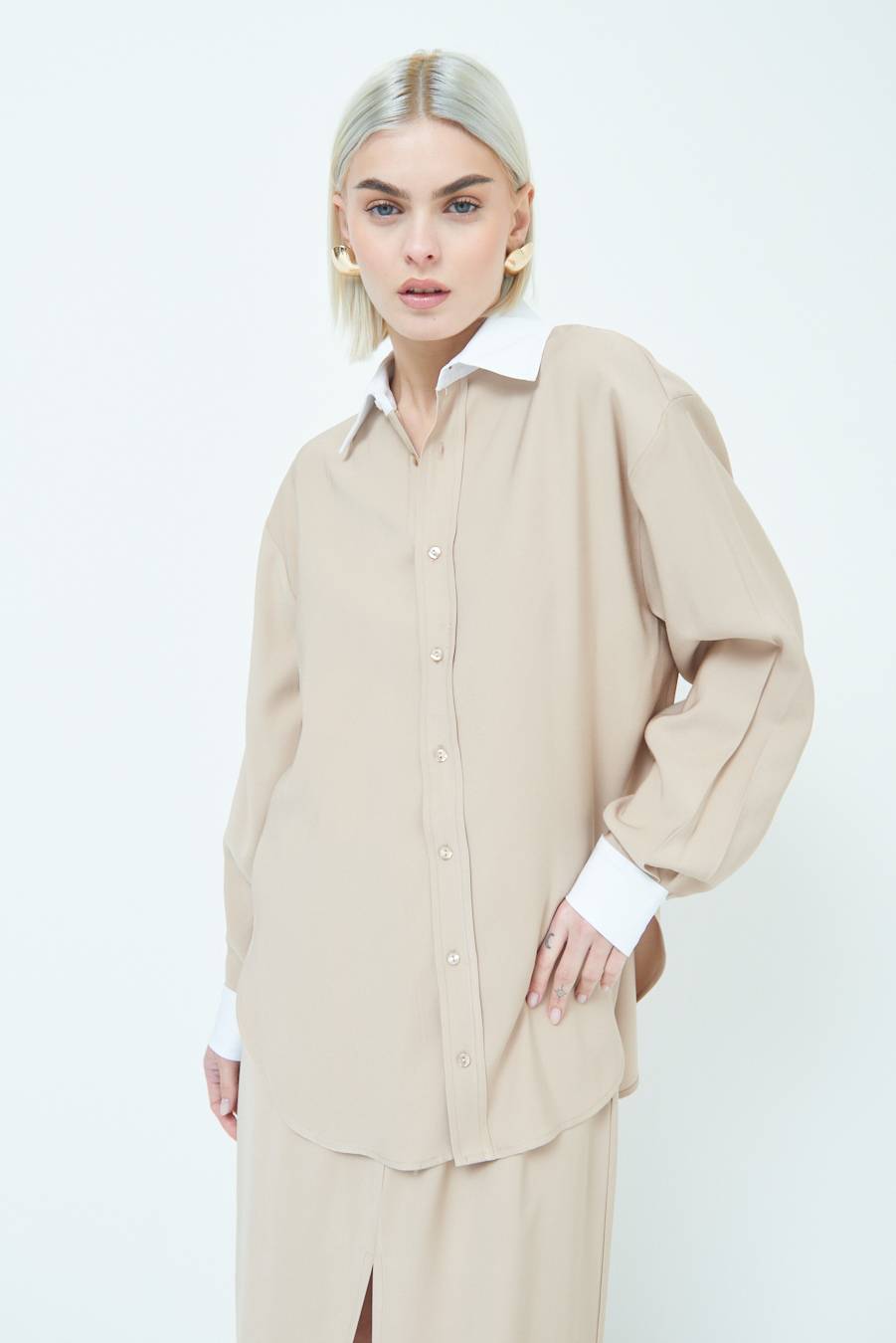 Kikisix CAMICIA COLLETTO B.CO BEIGE