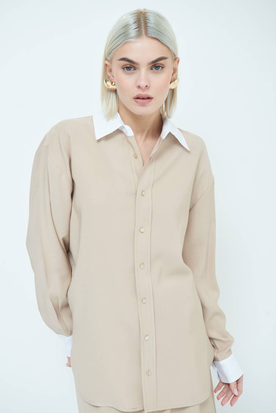 Kikisix CAMICIA COLLETTO B.CO BEIGE