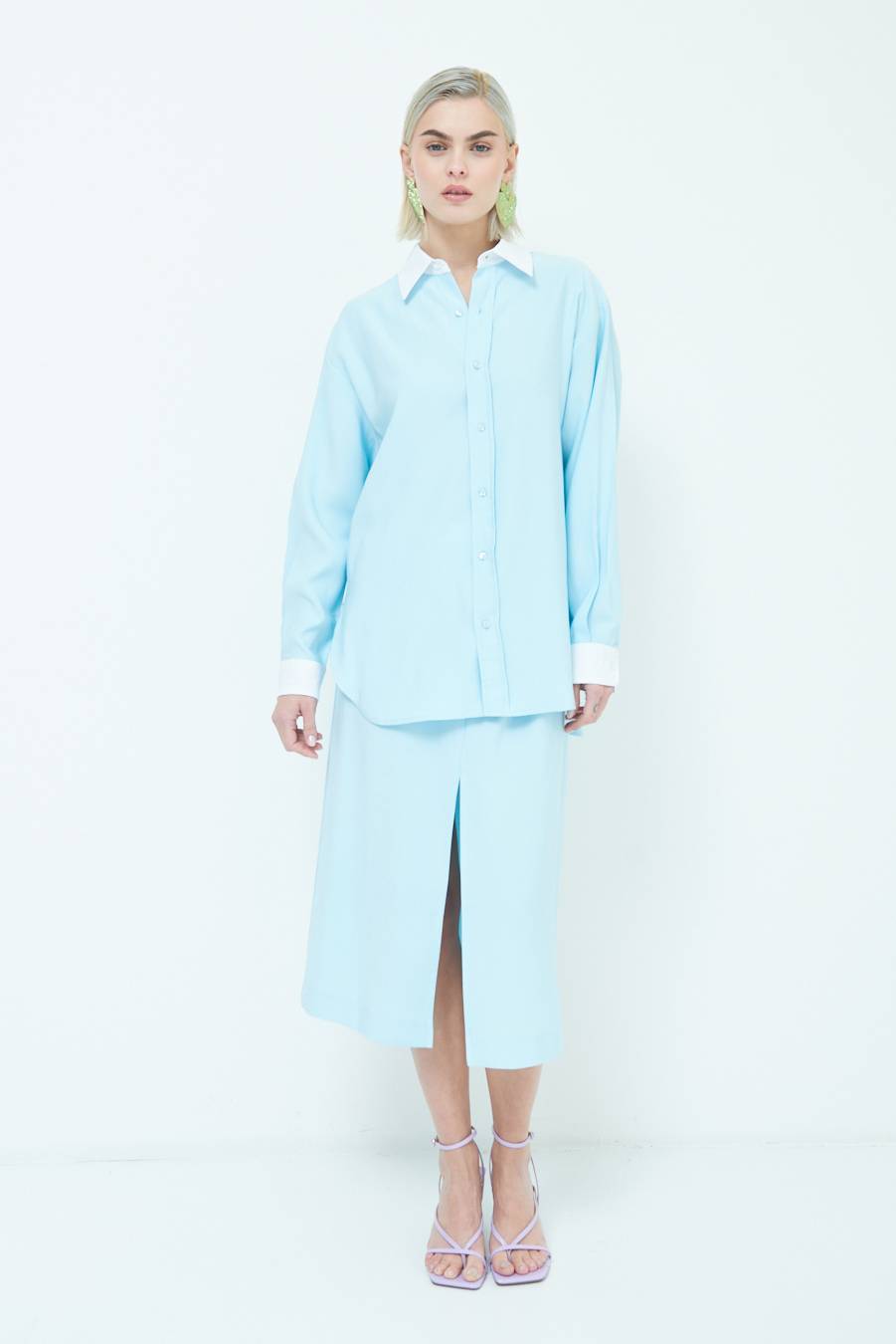 Kikisix CAMICIA COLLETTO B.CO CELESTE