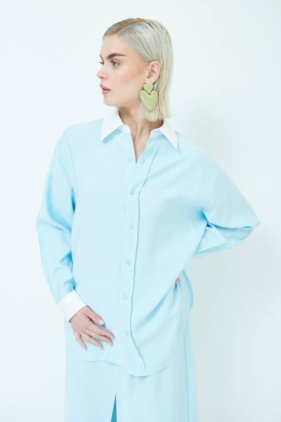 Kikisix CAMICIA COLLETTO B.CO CELESTE