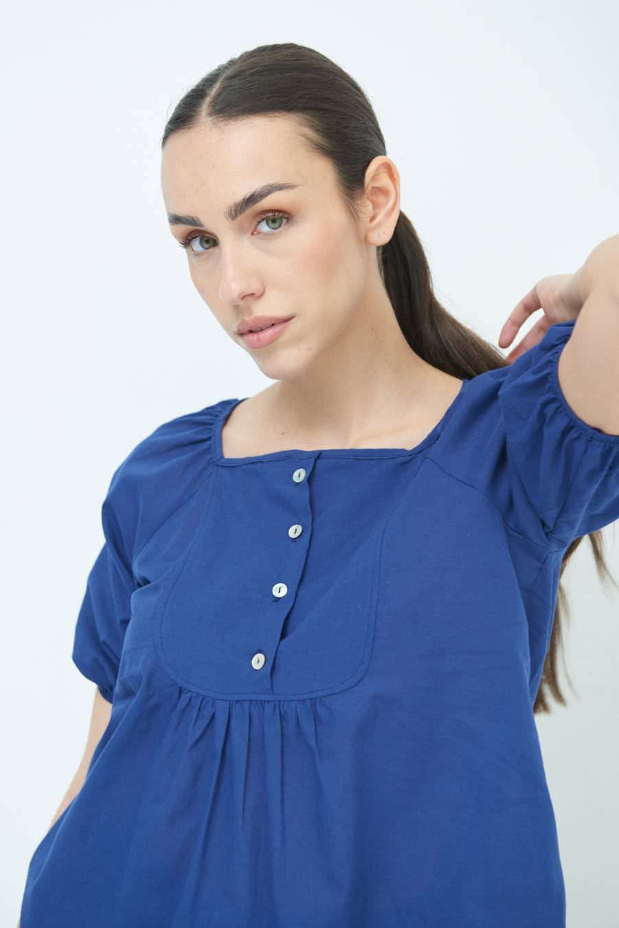 Kikisix CAMICIA CON BOTTONCINI DAV. COTONE BLU
