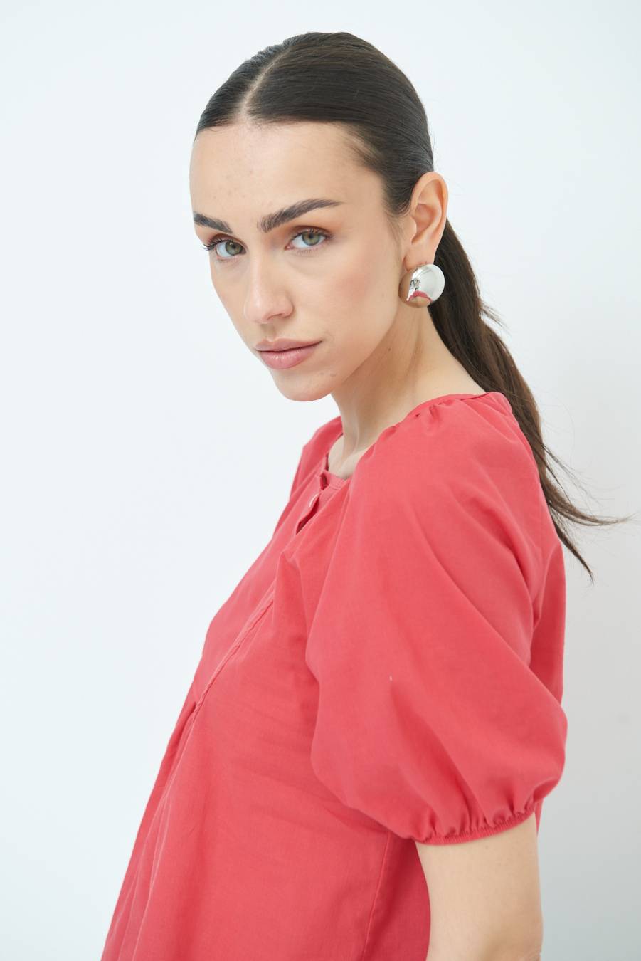 Kikisix CAMICIA CON BOTTONCINI DAV. COTONE ROSSO