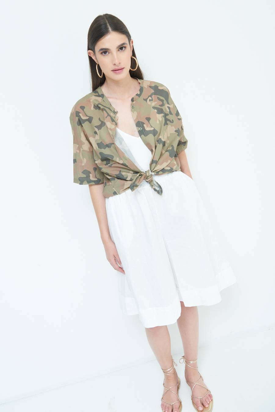 Kikisix CAMICIA CON NODO CAMOUFLAGE VERDE MILITARE