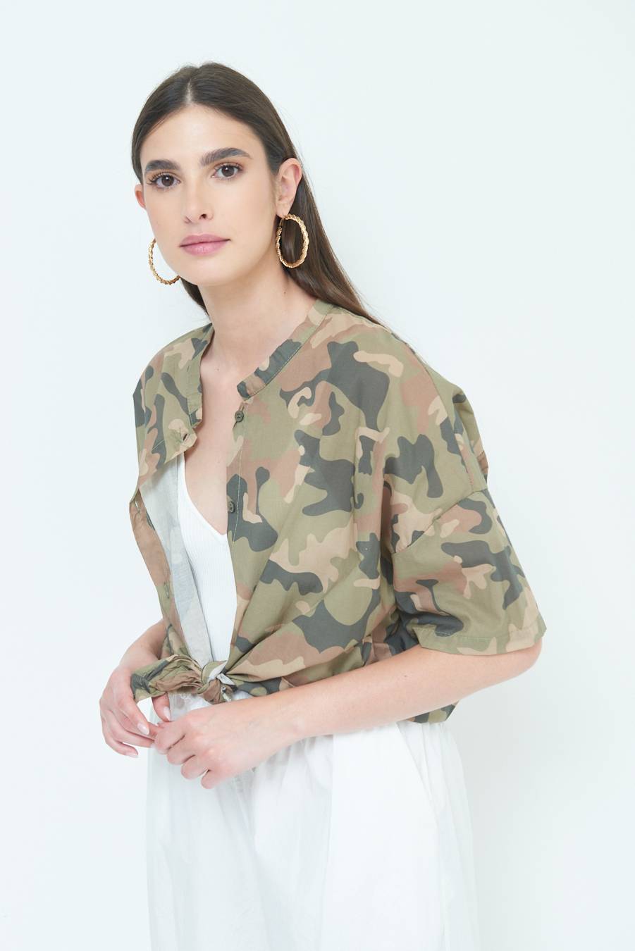 Kikisix CAMICIA CON NODO CAMOUFLAGE VERDE MILITARE