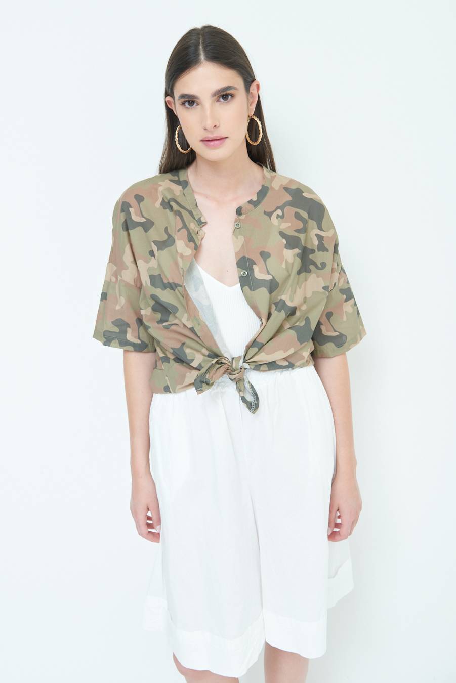 Kikisix CAMICIA CON NODO CAMOUFLAGE VERDE MILITARE