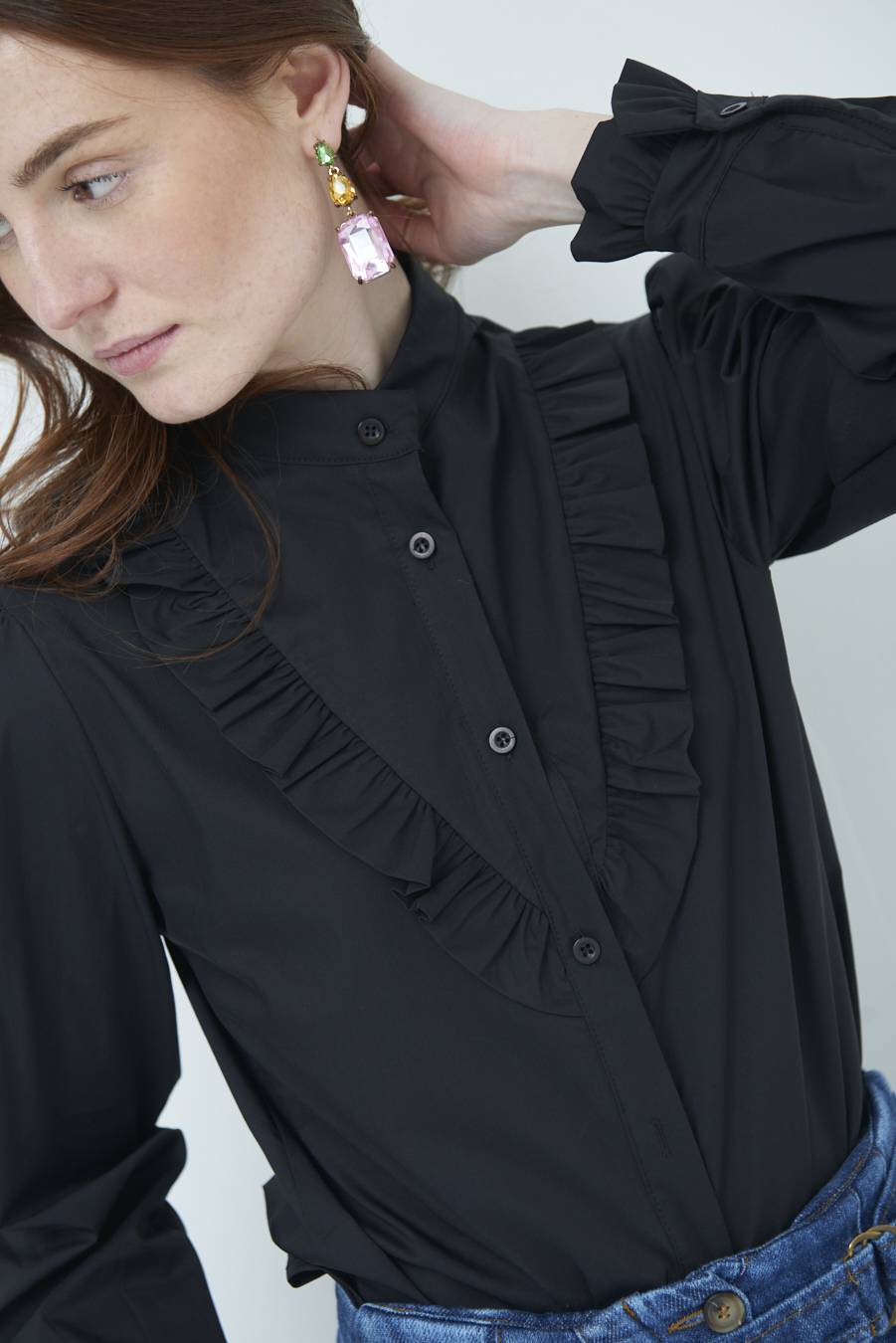 Kikisix CAMICIA CON ROUCHE NERO
