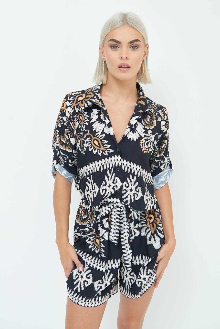 Kikisix CAMICIA CROP BALZA NERO