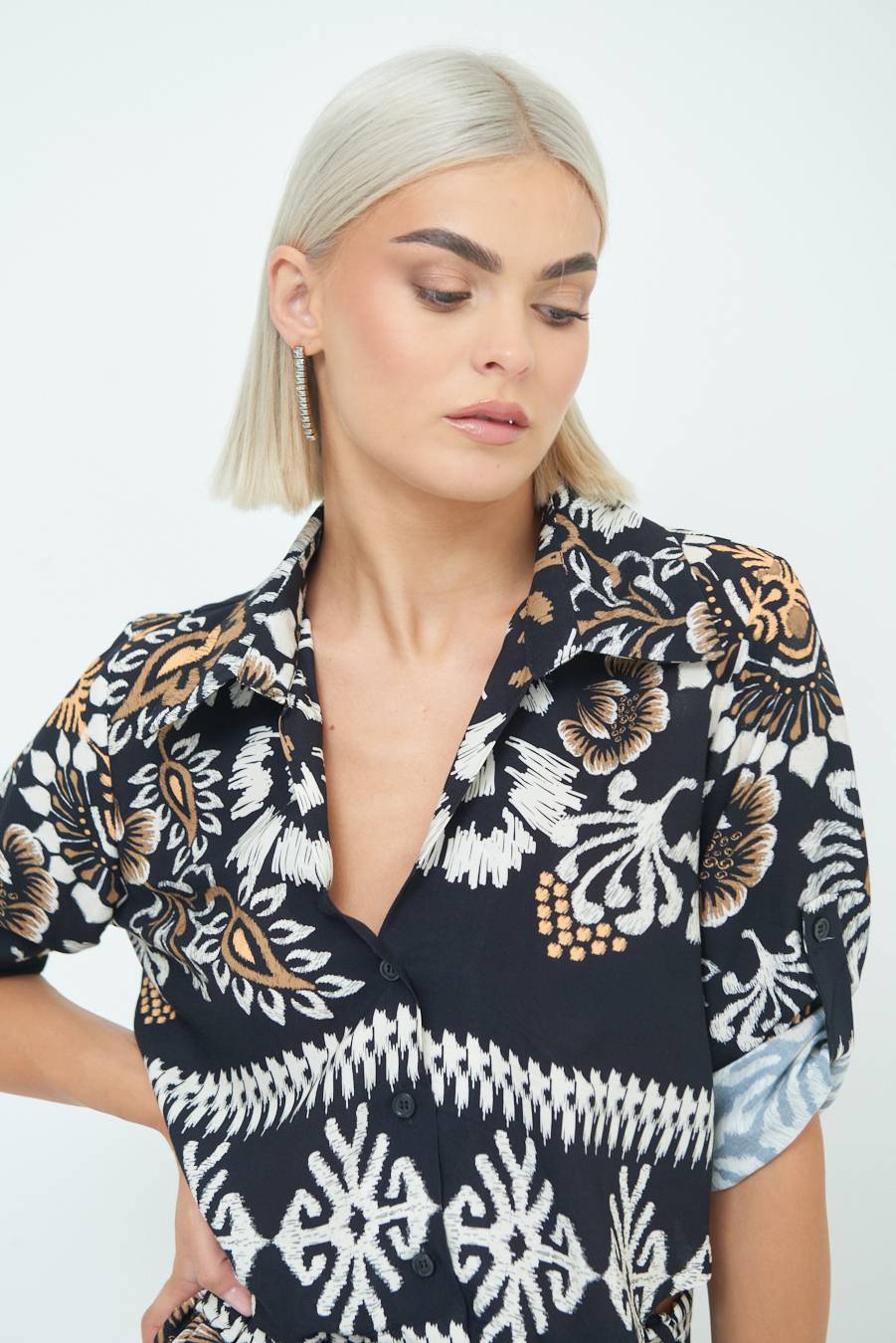 Kikisix CAMICIA CROP BALZA NERO