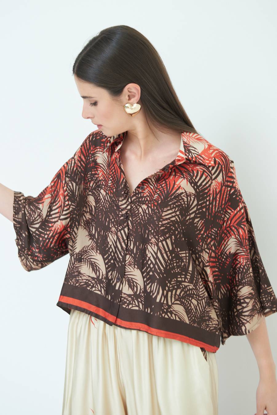 Kikisix CAMICIA FANTASIA BALZA MORO/ARANCIO