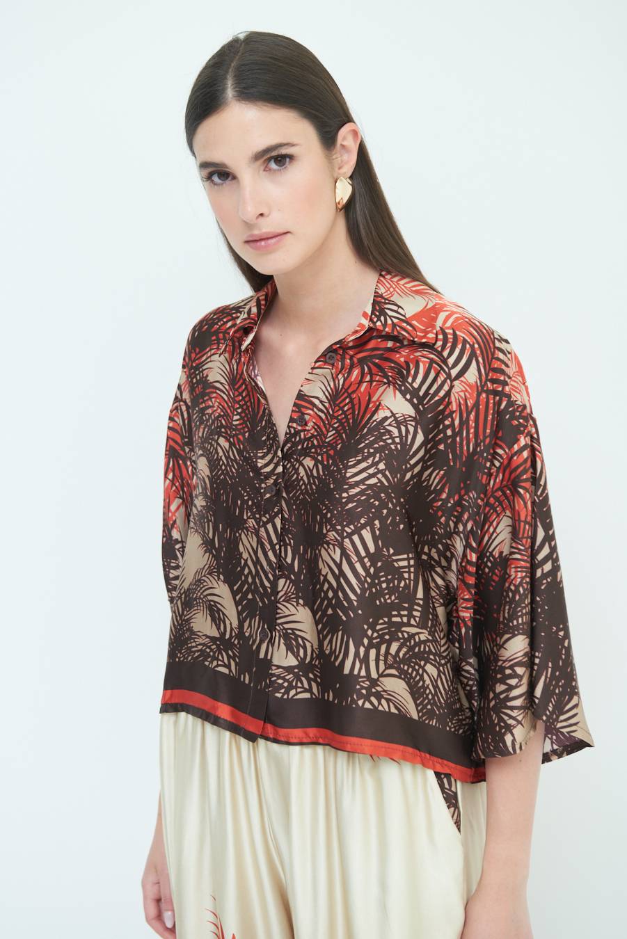 Kikisix CAMICIA FANTASIA BALZA MORO/ARANCIO