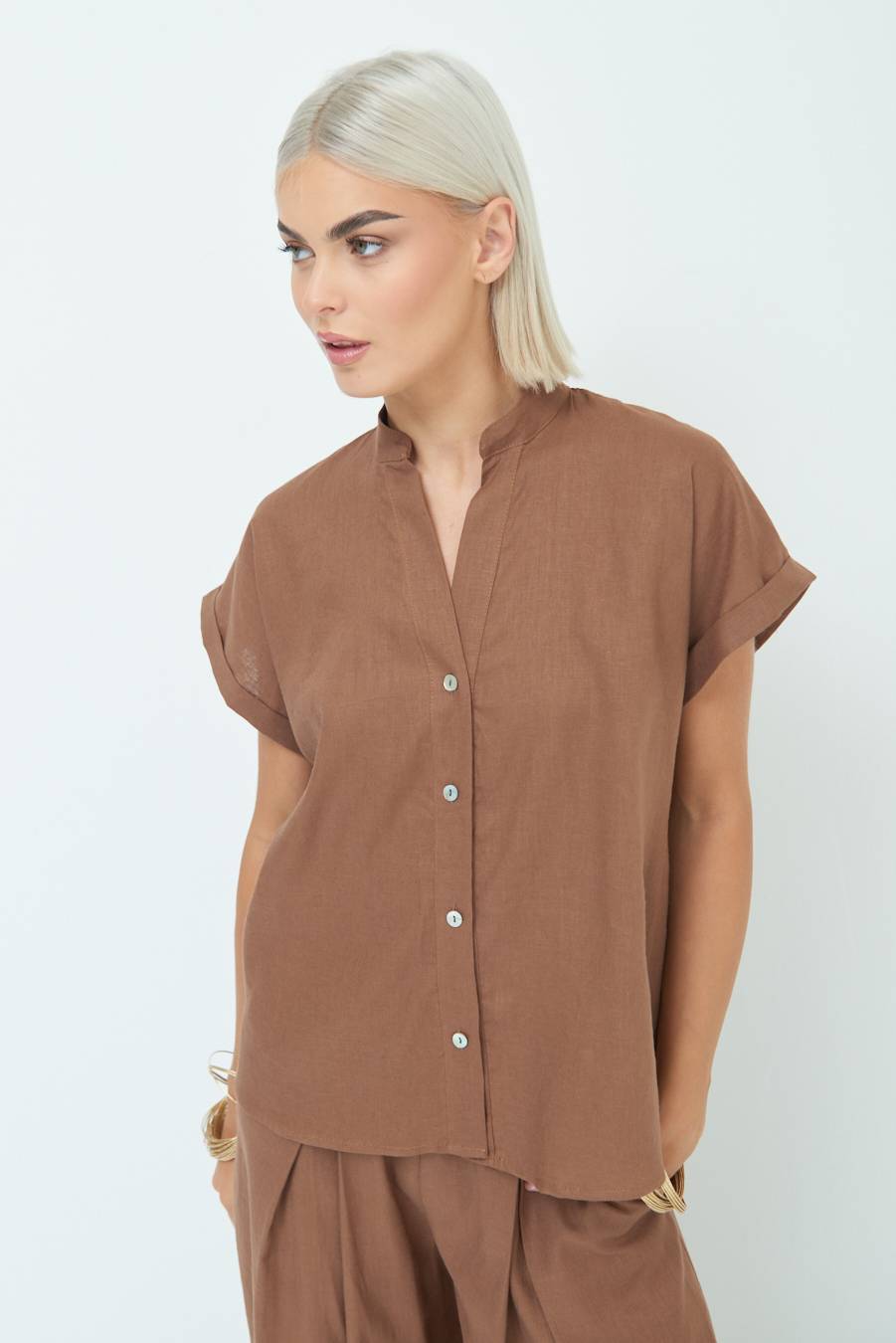 Kikisix CAMICIA MANICA ALETTA CIOCCOLATO