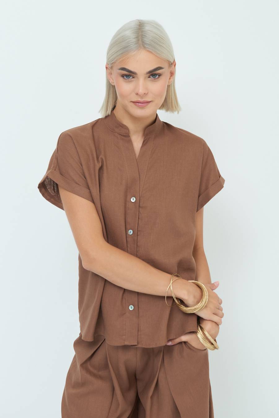 Kikisix CAMICIA MANICA ALETTA CIOCCOLATO