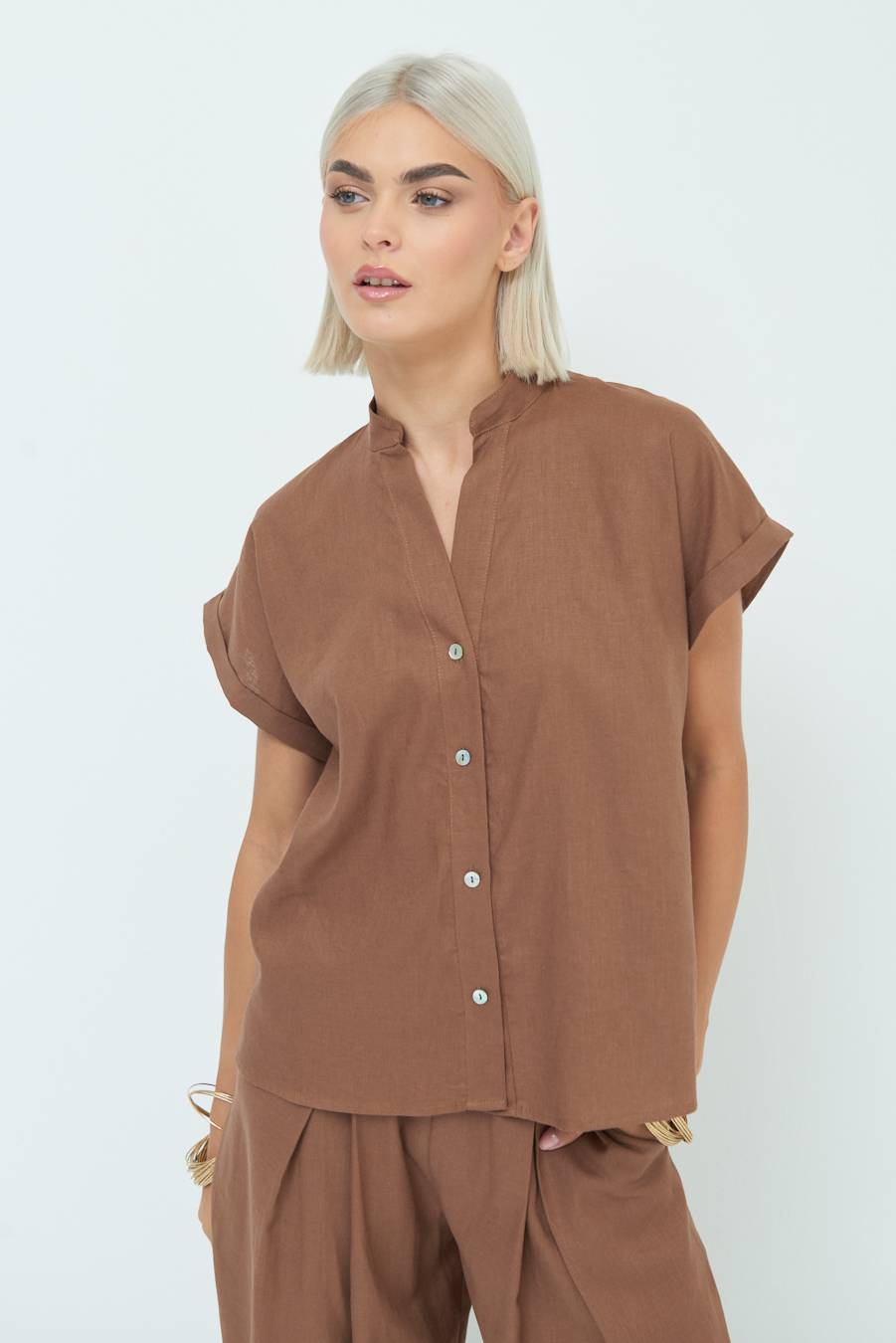 Kikisix CAMICIA MANICA ALETTA CIOCCOLATO