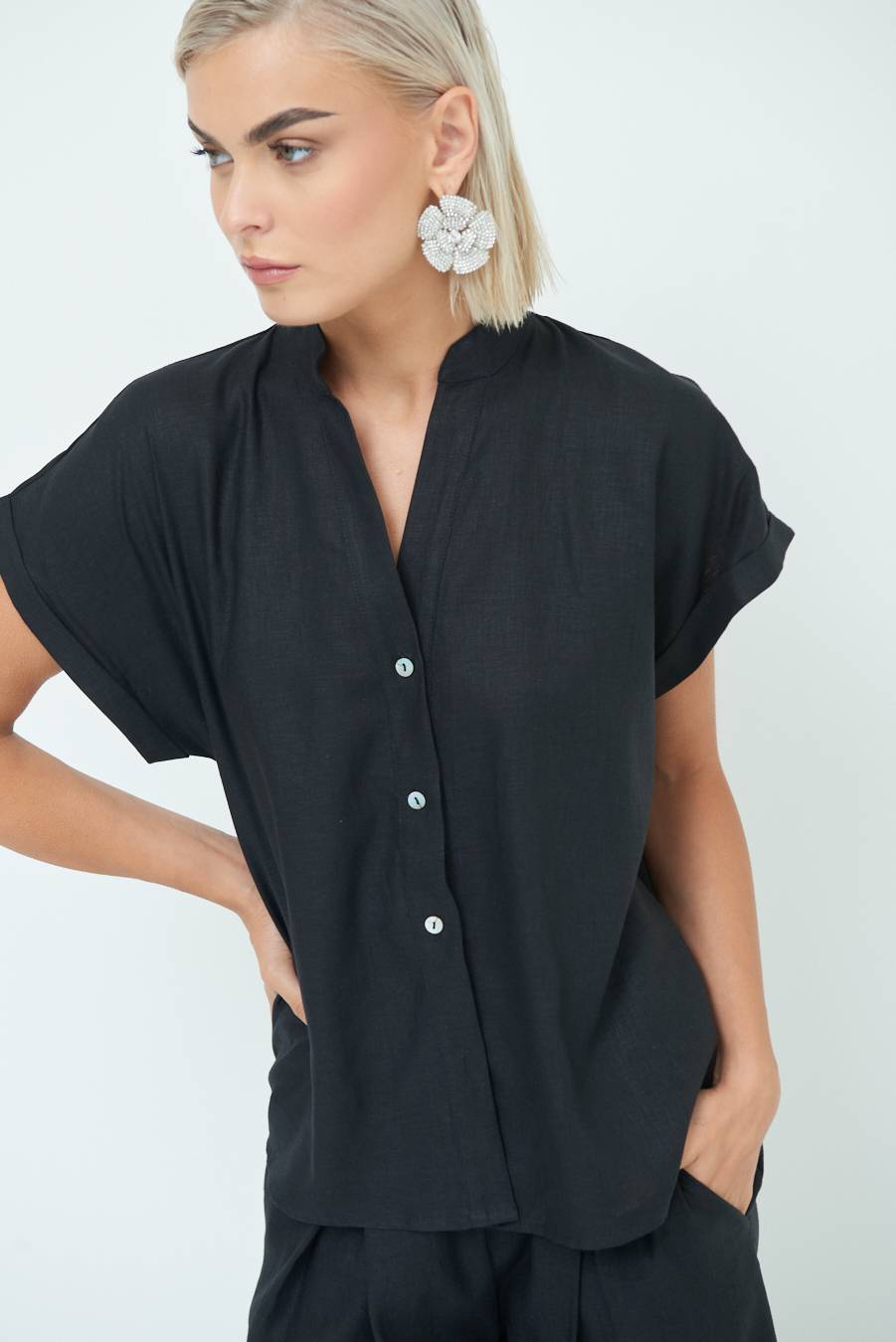 Kikisix CAMICIA MANICA ALETTA NERO
