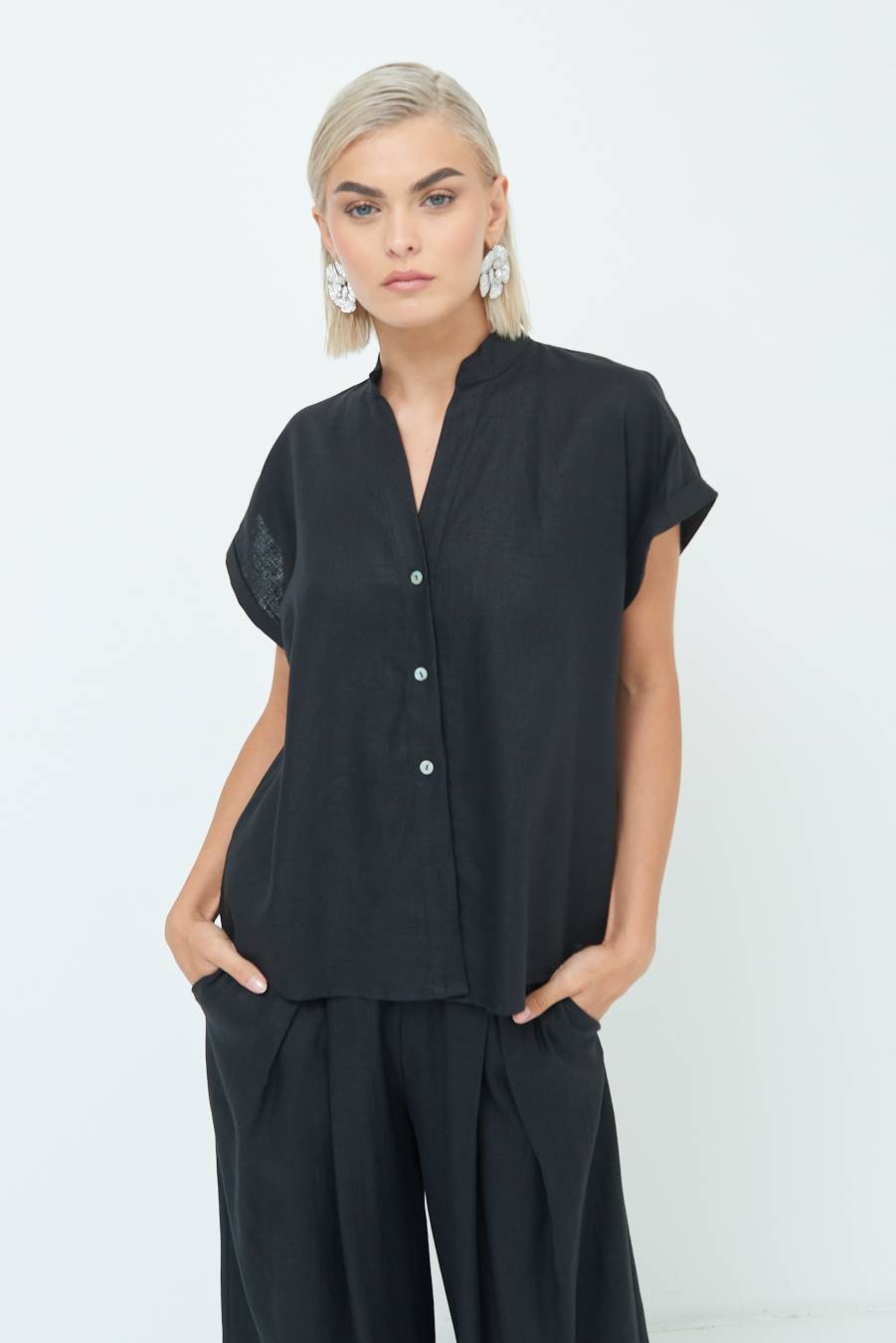 Kikisix CAMICIA MANICA ALETTA NERO