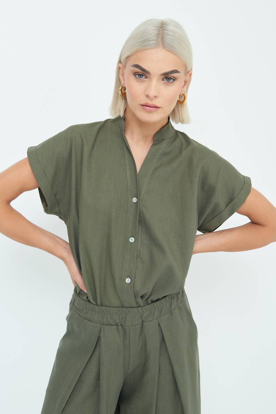 Kikisix CAMICIA MANICA ALETTA VERDE MILITARE