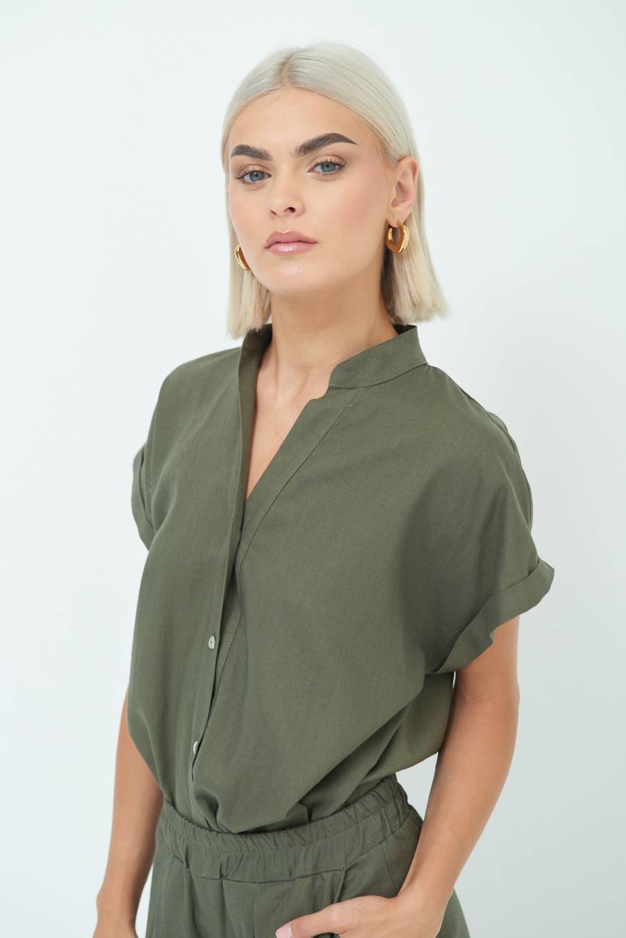 Kikisix CAMICIA MANICA ALETTA VERDE MILITARE